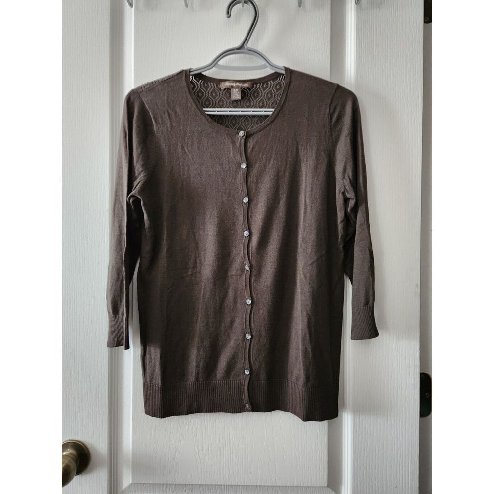 Tommy Bahama Women's Knit Cardigan Sweater  3/4 Sleeve  Cotton Blend Olive  S‎